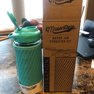 Masontops mason jar hydration kit in teal